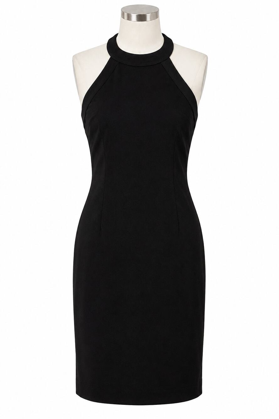 Tahari ASL Black Halter-Neck Sheath Dress – Size 8